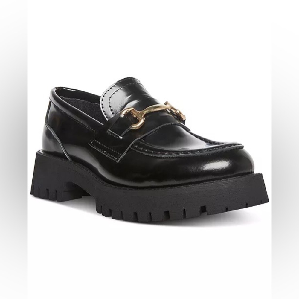 Steve Madden Lando Black Leather Loafers